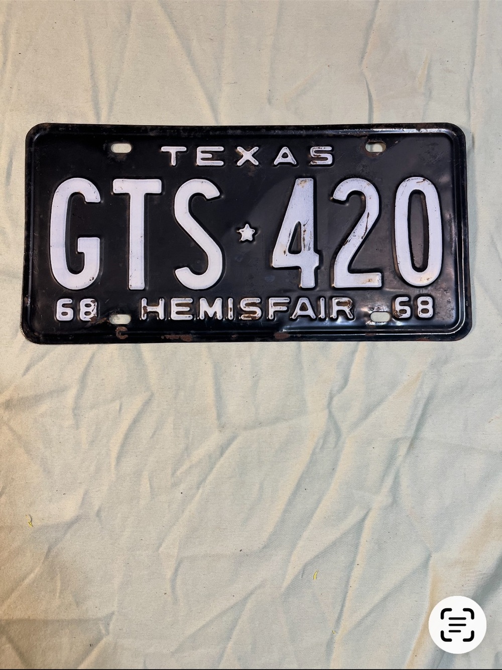 Vintage Black Texas License Plate GTS-420